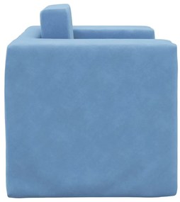 Sofá-cama infantil pelúcia macia azul