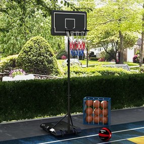 Cesto de basquetebol para exterior com altura ajustável de 182-213/220-250 cm, cesto de basquetebol com base e Rodas, preto