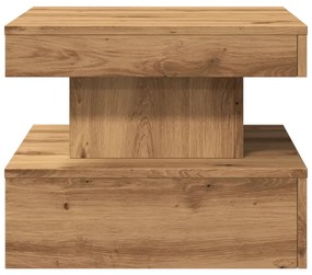 Mesa de centro com luzes LED 50x50x40 cm carvalho artisiano