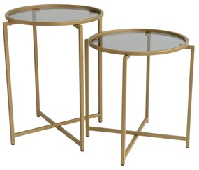 Conjunto de Mesas de Centro S406 – Dourado Fumado – 50x50x50 cm / 50x6