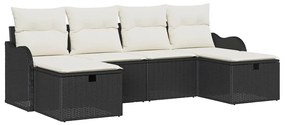 Conjunto de Sofá de Jardim de 6 Peças com Almofadas Pretas, feito de R