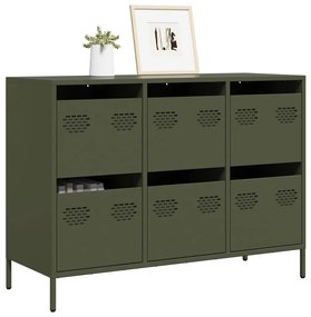 vidaXL Aparador 101,5x39x73,5 cm aço laminado a frio verde-azeitona