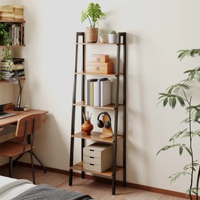 Estante com 5 prateleiras, estante para livros, moderna 34,5 x 56 x 171,5 cm castanho-preto