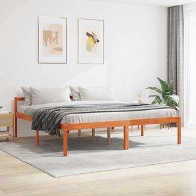 vidaXL Estrutura da Cama com cabeceira Marrom Cera 180 x 200 cm