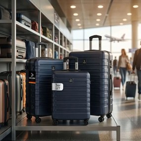Conjunto de 3 malas rígidas «New York», rodas de 360°, ABS Azul escuro