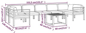 8 pcs conjunto lounge jardim com almofadões alumínio antracite