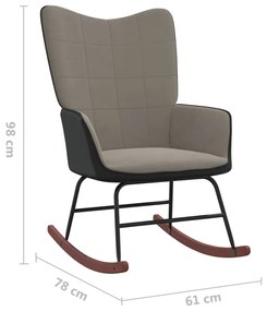 Cadeira de baloiço com banco PVC e veludo cinzento-claro