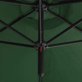 Guarda-sol de jardim duplo com poste de aço 600 cm verde