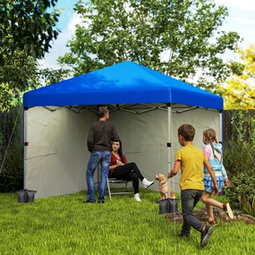 Tenda Dobrável Pop-up 3x3 m com 2 Laterais Anti-UV Altura Ajustável Sacos de Areia e Saco de Transporte Azul