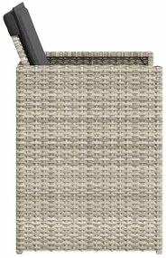 Cadeiras de jardim com almofadões 4 pcs vime PE cinzento-claro
