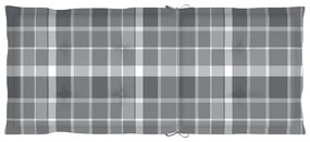 Cadeiras jardim c/ almofadões xadrez cinzento 2 pcs teca maciça
