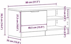 Aparador de TV vidaXL Preto Carvalho 80x35x36,5 cm Madeira Engenharia