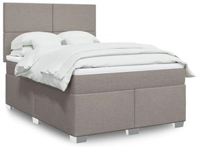 Cama com molas/colchão 160x200 cm tecido castanho-acinzentado