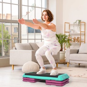 Step para Fitness Antiderrapante Altura Regulável 3 Níveis de 10/15/20 cm para Exercício 110x40x20 cm Multicolor