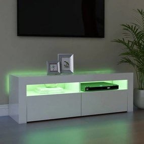 Móvel de TV com luzes LED 120x35x40 cm branco brilhante