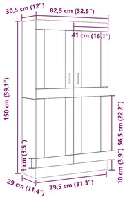 Estante de Livros vidaXL Preta em Carvalho 82,5x30,5x150 cm em Madeira