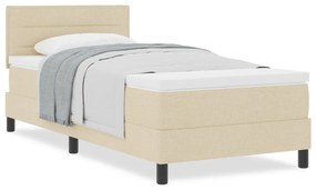 Cama com Molas com Colchão Bege 90x190 cm Tecido