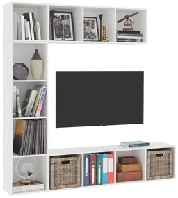 Conjunto armário de TV/estante 3 pcs 180x30x180 cm branco
