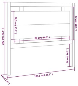 Cabeceira de cama 105,5x4x100 cm pinho maciço preto