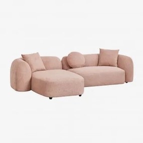 Sofá Modular Chaise Longue Esquerdo De 2 Peças Em Chenille Coco Chenille Rosa Quartzo - Sklum