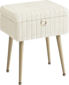 Banco toucador com espaço de arrumação 30 x 40 x 50 cm estofado Branco