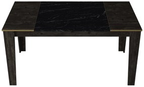 Mesa de Jantar "Veyron" – 145x85x76.2 cm – Preto, Preto Mármore e Dour