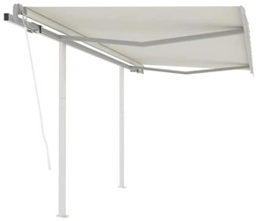 Toldo retrátil automático com postes 3,5x2,5 m cor creme
