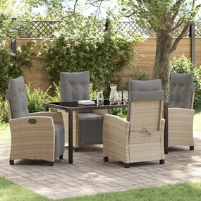 vidaXL Conjunto de Jantar de Jardim de 5 Peças Bege Rattan PE
