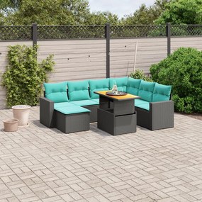 vidaXL 8 pcs conjunto de sofás p/ jardim c/ almofadões vime PE preto