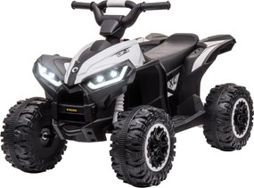 Moto 4 elétrica infantil de 12 V, velocidade máxima de 6 km/h, efeitos luminosos, metal e PP, preto e branco