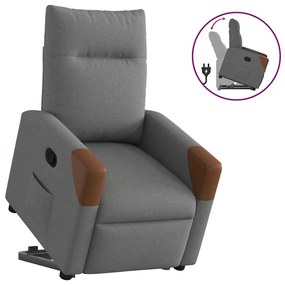 vidaXL Poltrona reclinável elevatória tecido cinzento-escuro