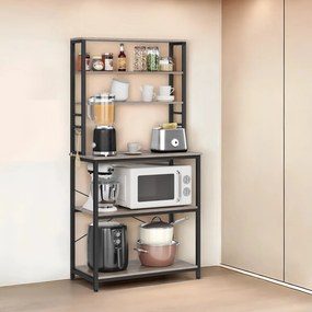 Armário de cozinha com estante para micro-ondas 40 x 80 x 167 cm Greige-Preto