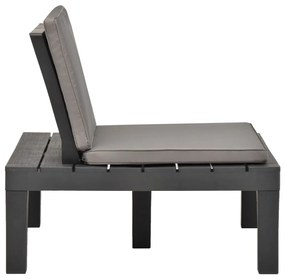 Cadeiras de jardim com almofadões 4 pcs plástico antracite