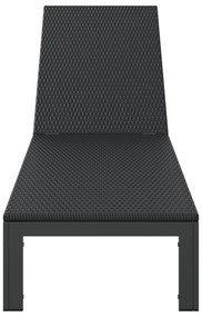 Espreguiçadeira vidaXL com Rodas Preto em Rattan Poliéster