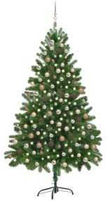 Árvore de Natal artificial com luzes LED e bolas 210 cm verde