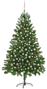 vidaXL Árvore Natal artificial pré-iluminada c/ bolas 210 cm verde