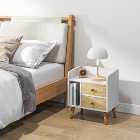 Mesa de cabeceira compacta Mesa multifuncional com 2 gavetas grandes e