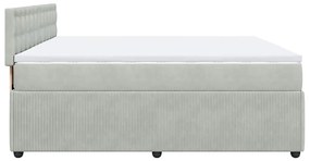Cama com molas/colchão 200x200 cm veludo cinzento-claro