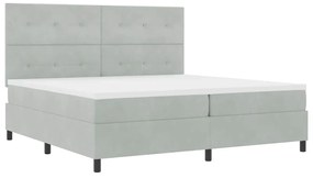 Cama Box com Colchão vidaXL Cinza Claro 200x200 cm Veludo