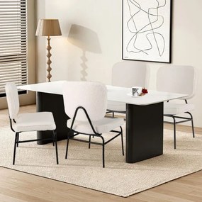 Cadeira estofada leitura Sherpa Almofada de esponja  ajustáveis e estrutura metálica para sala de estar Quarto Branca