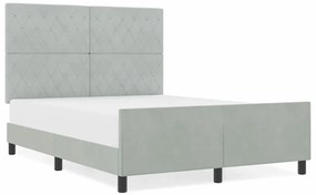 Cama vidaXL Cinza Claro 140x190 cm em Veludo