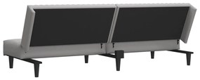 Sofá-cama de 2 lugares veludo cinzento-claro