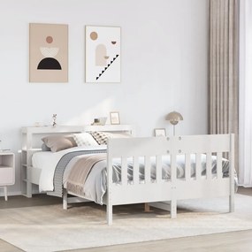 Cama sem colchão 140x200 cm madeira de pinho maciça branco