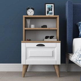 Mesa de Cabeceira BD105 – Nogueira e Branco – 45x74,4x40 cm