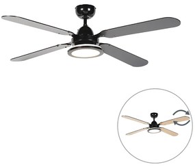 LED Ventilador de teto preto com comando remoto - Fanattic Moderno