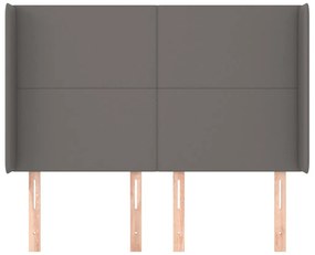 Cabeceira cama c/ abas couro artif. 147x16x118/128 cm cinzento