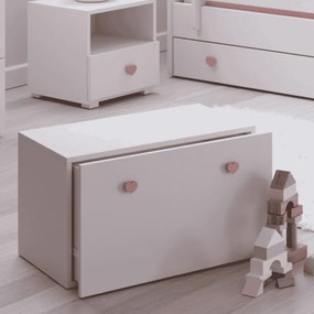 Baú de brinquedos Inga branco com pegas rosa