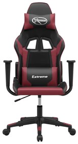 Cadeira gaming massagens couro artificial preto/vermelho tinto