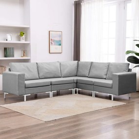 vidaXL 5 pcs conjunto de sofás tecido cinzento-claro