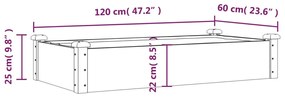 Canteiro elevado c/ forro 120x60x25 cm abeto maciço cinzento